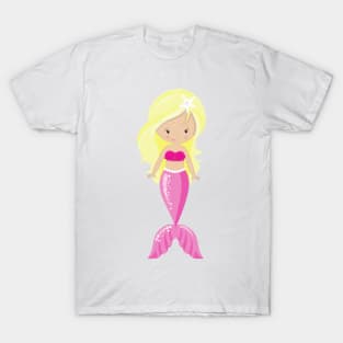 Cute Mermaid, Little Mermaid, Blonde Hair, Tail T-Shirt